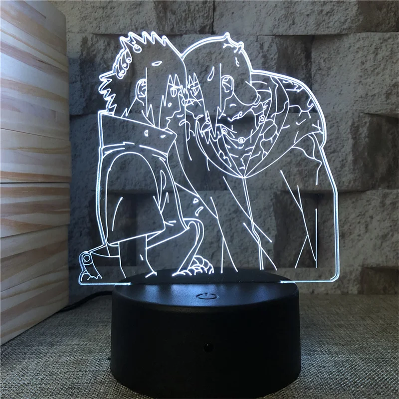 

Anime Naruto Figurine Brother Uchiha Itachi and Uchiha Sasuke 3D Night Light LED Table Decor Light for Bedsid Home Nightlamp
