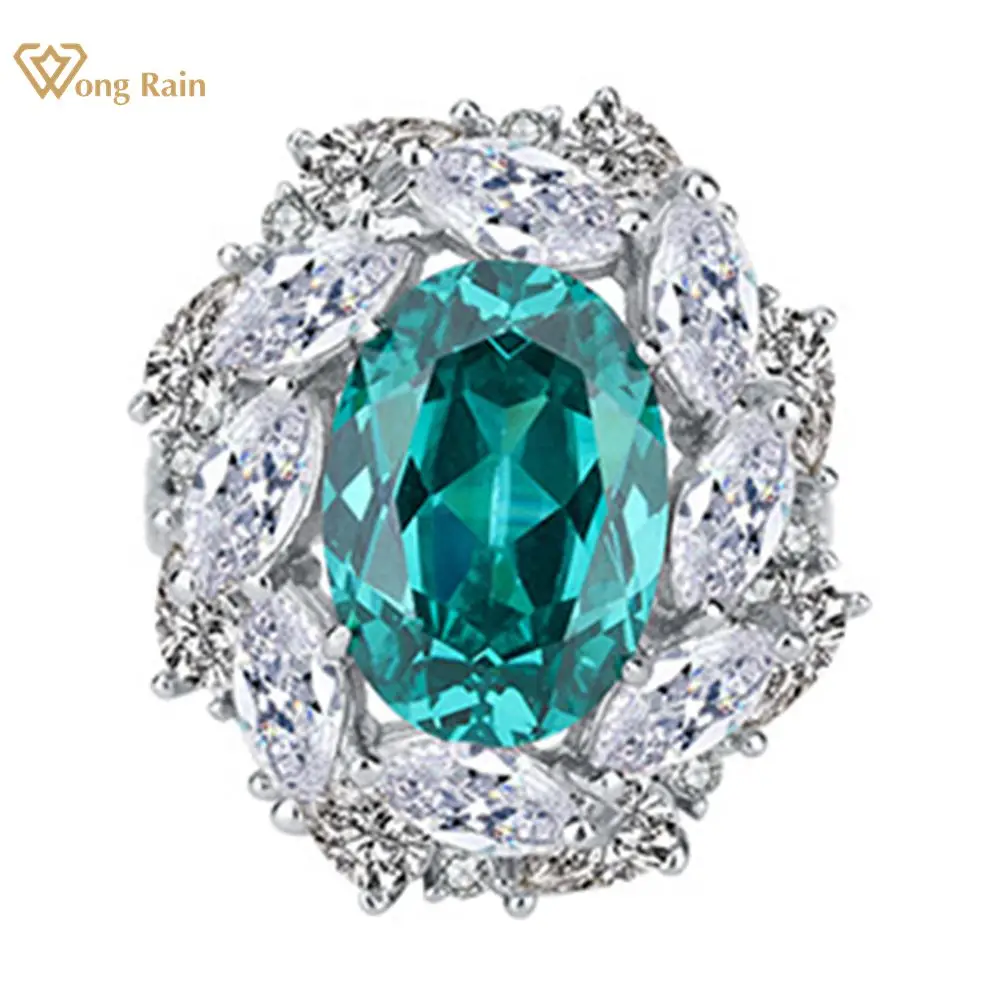 

Wong Rain 925 Sterling Silver Oval Cut Emerald Citrine High Carbon Diamonds Gemstone 18K Gold Plated Ring Fine Jewelry Wholesale