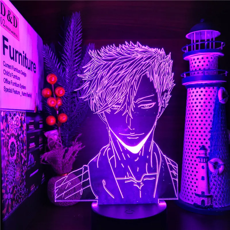 Haikyuu Anime 3d Night Light - Shoyo Hinata Tobio Kageyama &amp Yu Nishinoya Светодиодные Фигурки С Сенсорным