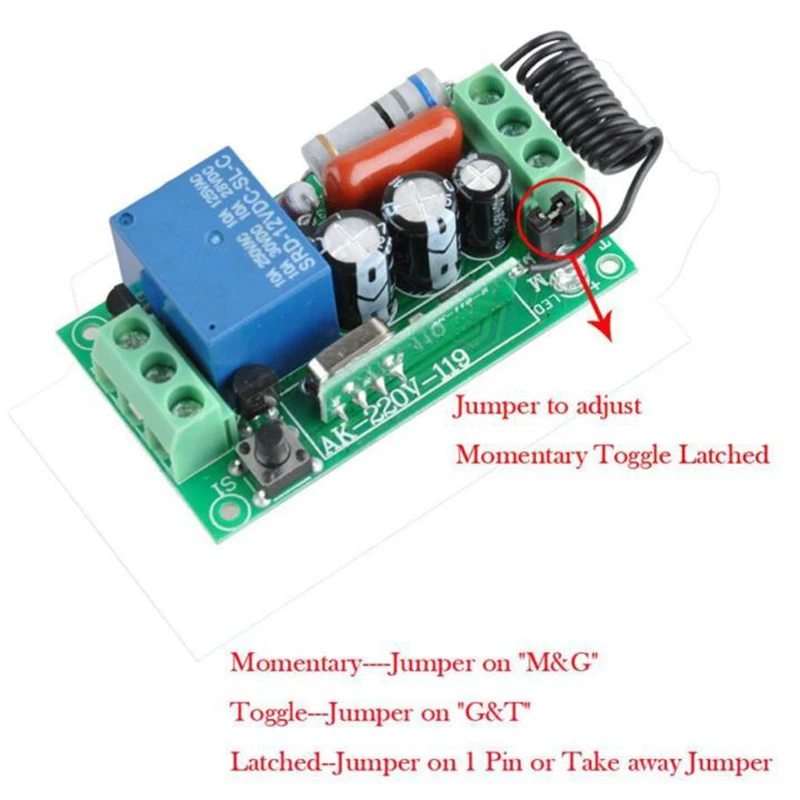 

Smart Temperature Control System Set Wireless AC 220V 1CH RF 433MHz Switch Module Learning Code Relay Remote Control