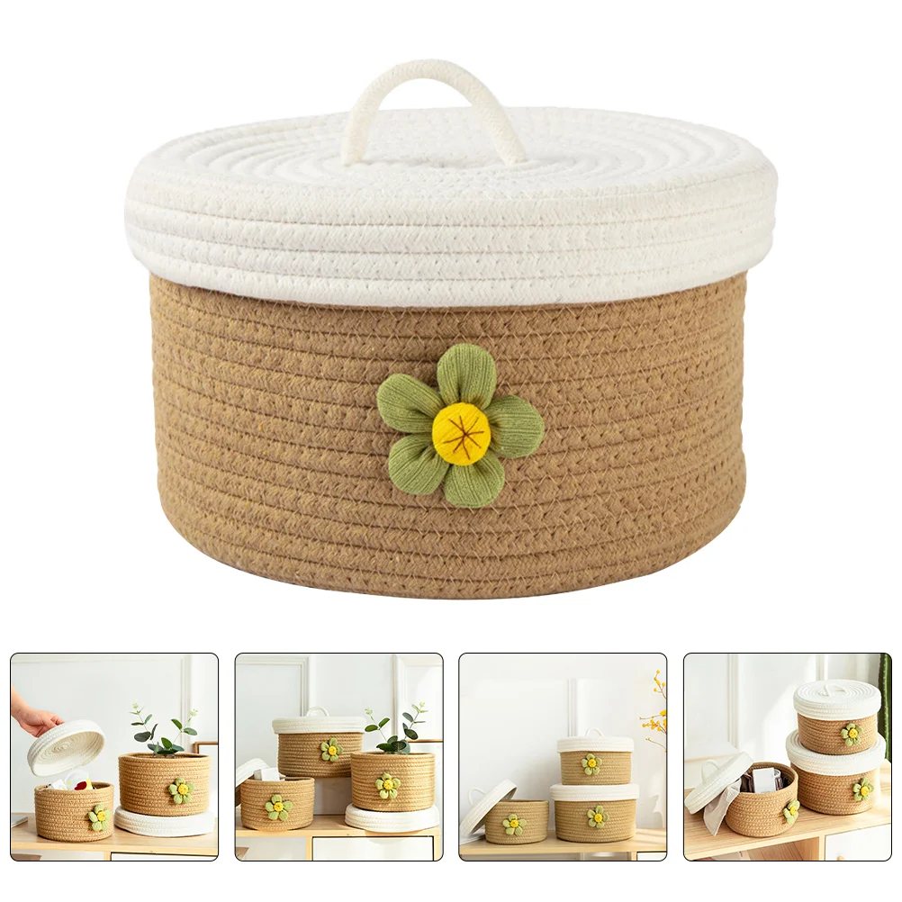 

Storage Basket Bins Woven Baskets Hampersundries Shelf Wicker Box Cotton Canvas Cubes Round Closetnurseryrattan Rope Organizer