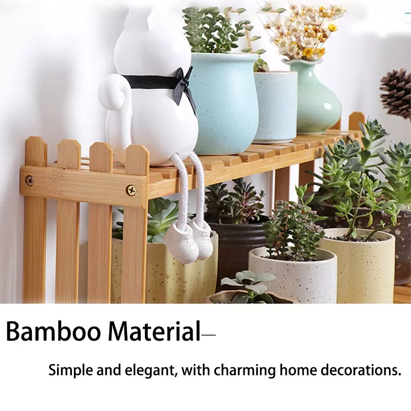 

2023 Office Desktop Storage Rack Bamboo Flower Display Stand Plant Shelves Decorative Storage Shelf for Study Living room Organ