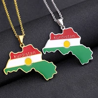 kurdistan map necklace for women sliver color chains enamel kurdistan flag map pendants stainless steel collar jewelry gift