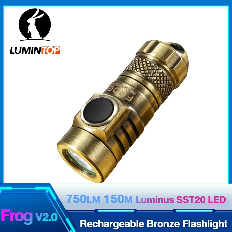 

MINI LED Flashlight Rechargeable Light Lumintop Frog Bronze Flashlight EDC Keychain Torch Lights 10440 10180 Type C Charging