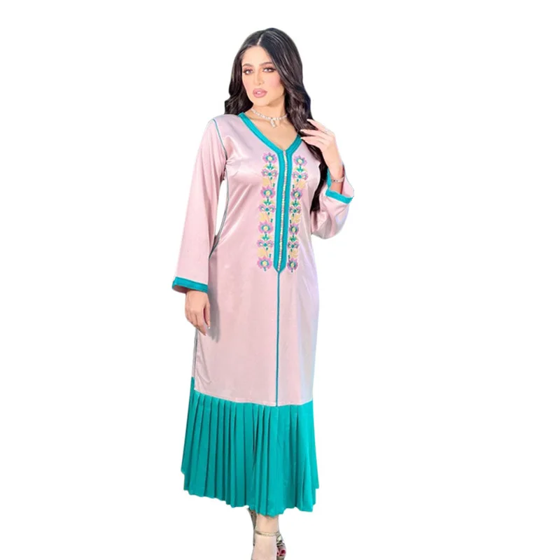 

New fashion abayas for women dubai 2022 dress embroidery casual dubai arabic muslim fitness robe femme kaftan islam clothing