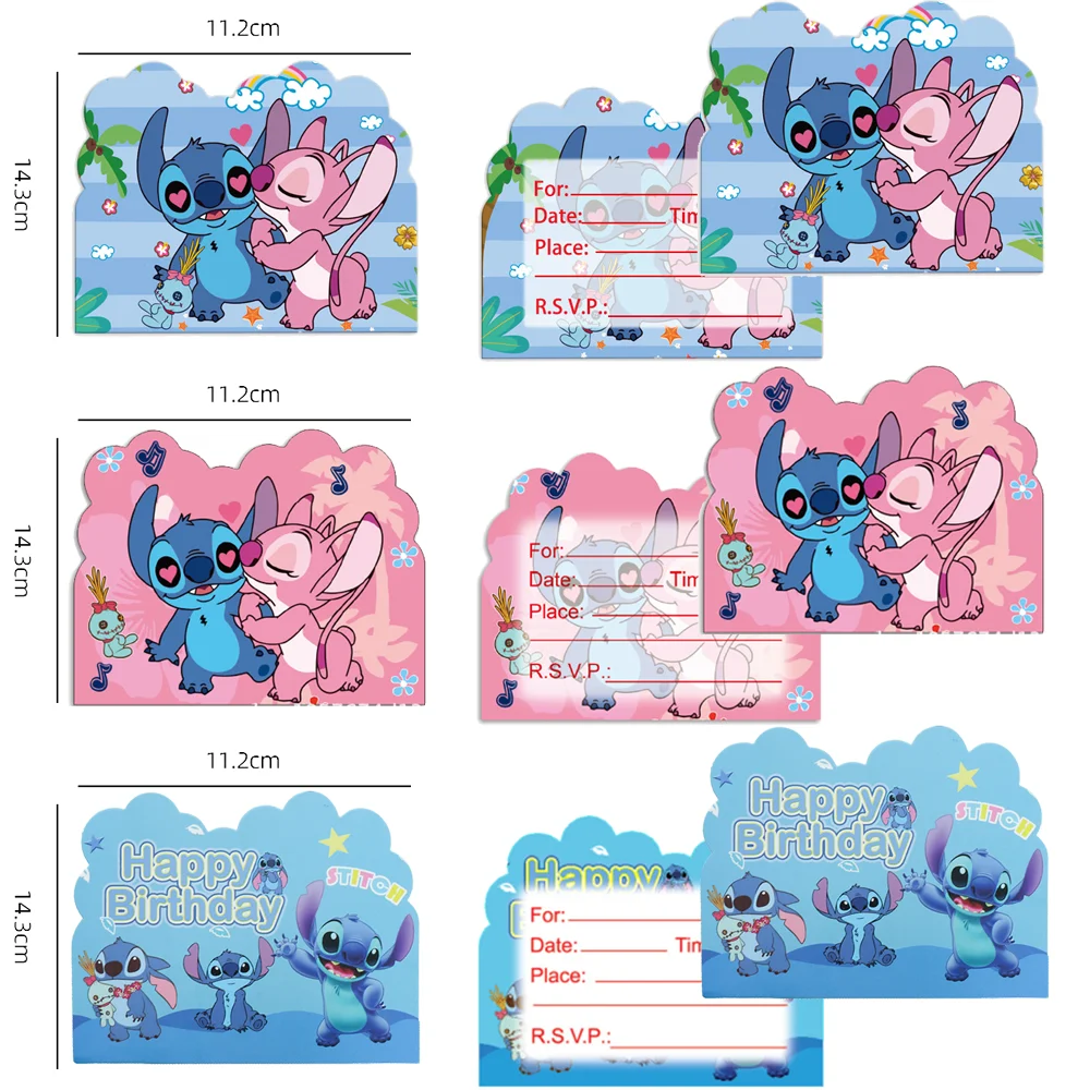 10 Pezzi Disney Lilo & Stitch Biglietto D'Invito A Tema Mini Biglietto Di Auguri Tipo A Pagina Singola Forniture Per Feste Di Compleanno Per Eventi Sp