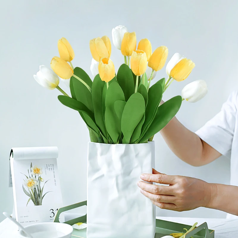 

Artificial Flowers Garden Tulips Real Touch Flowers Tulip Bouquet Decor Mariage for Home Wedding Decorations Fake Flower