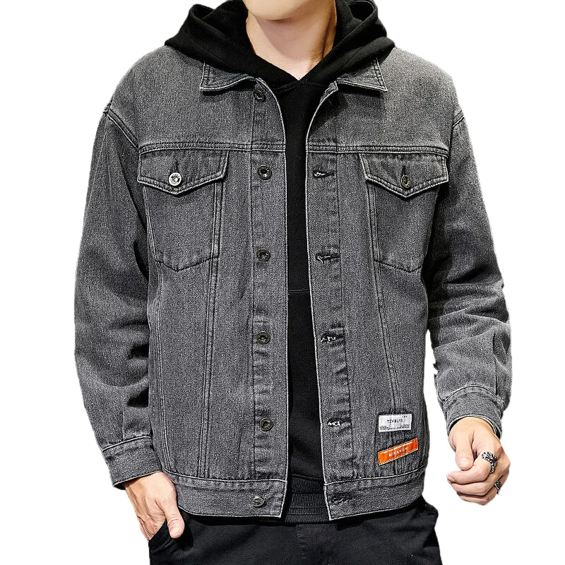 

Men Denim Coat Spring Autumn fashion Stand Collar Jean Jackets Male Casual Street Wear Loose Washed locomotive Cowboy Outerwear