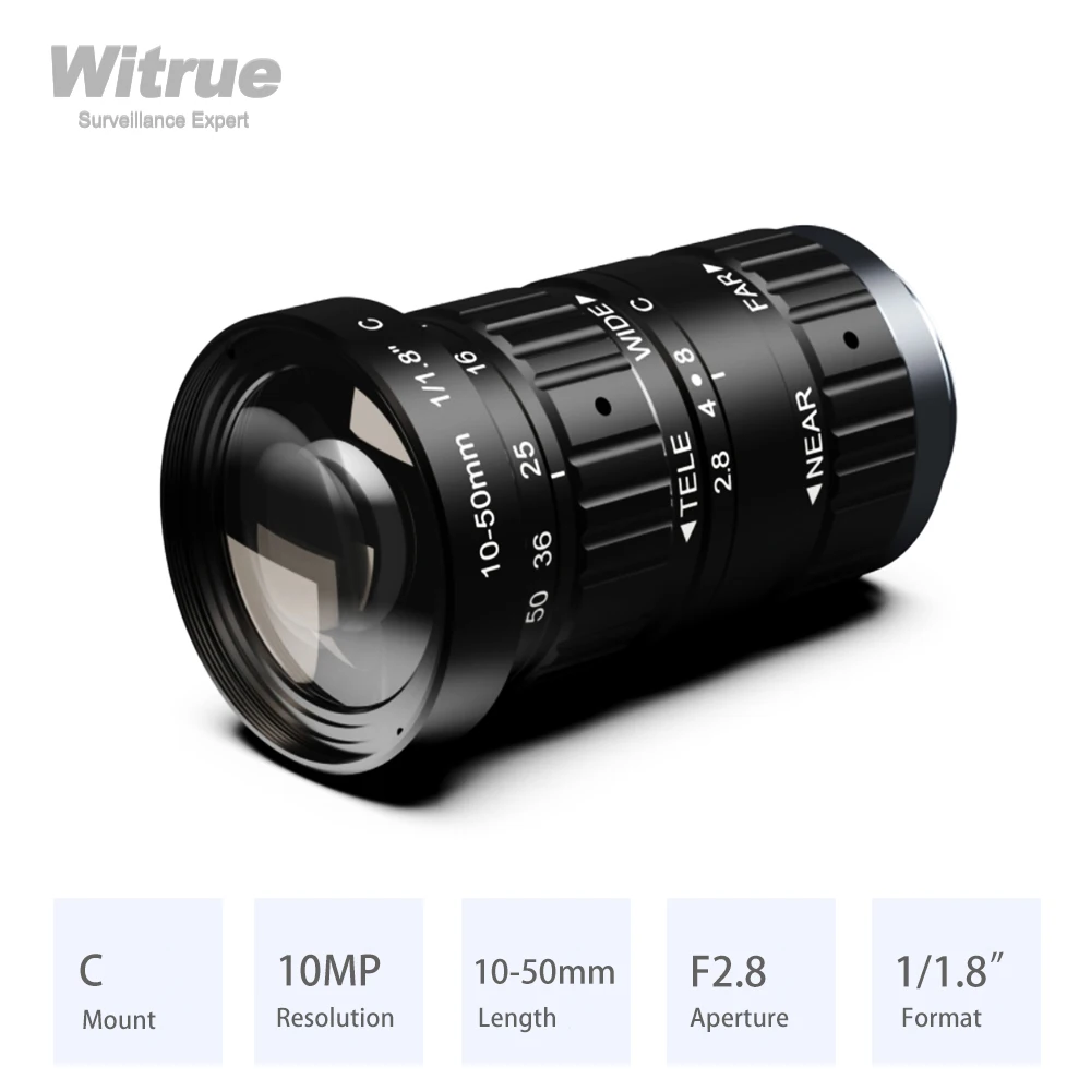

Witrue 4K 10MP Варифокальный объектив C-mount 10-50 мм F2.8 для IP-камеры