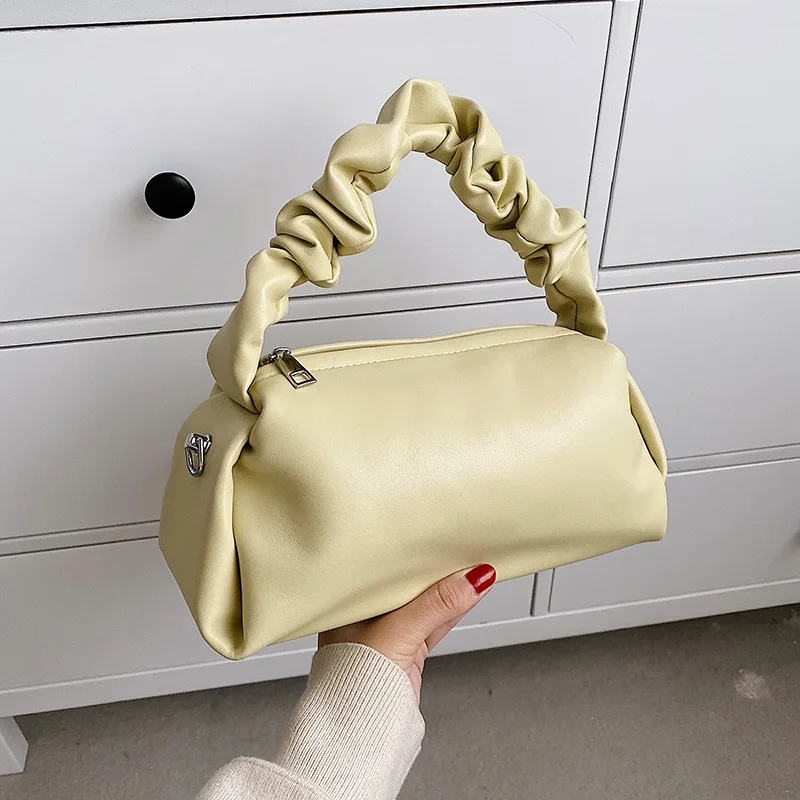 

Popular Texture Hand-held Women's Bag 2022 New Versatile One-shoulder Messenger Bag Pleated Hand-held Small Square Bag