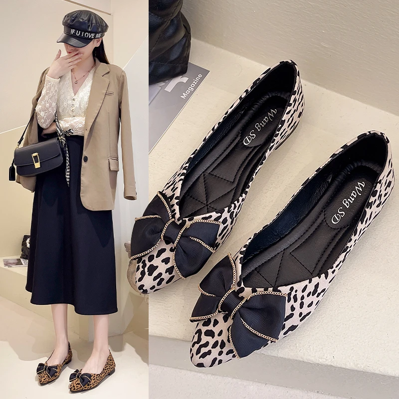 Women Flats Pointed Toe Boat Shoes 