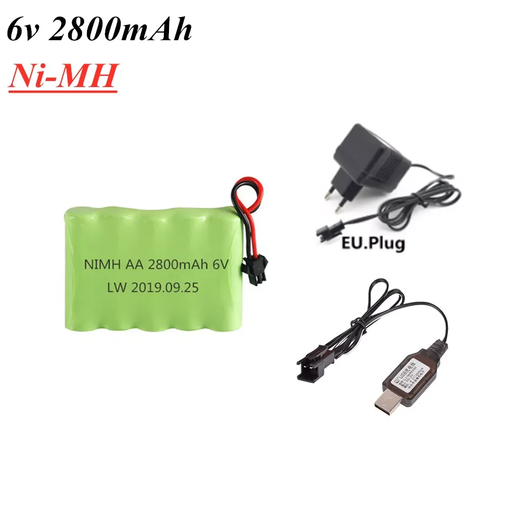 

2023New 2800mAh Ni-MH Battery + USB Charger For Rc Toy Cars Ship Tanks Robot 2800mAh 6V Batteries Group 1pcs to 2pcs