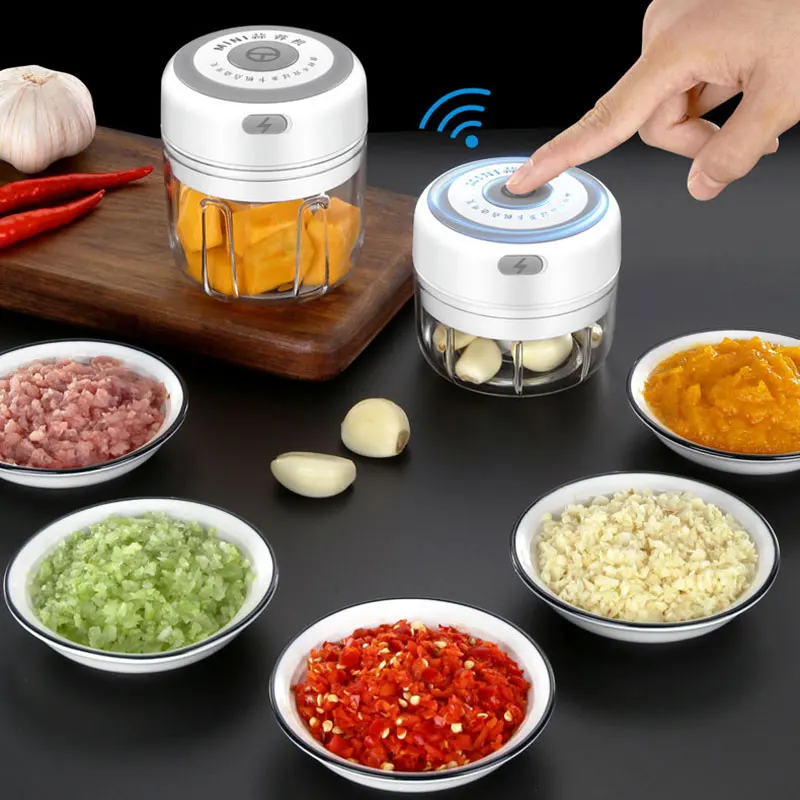 

100/250ml Mini Wireless Electric Garlic Press Vegetable and Fruit Meat Masher Crushing Tool USB rechargeable Kitchen accessories