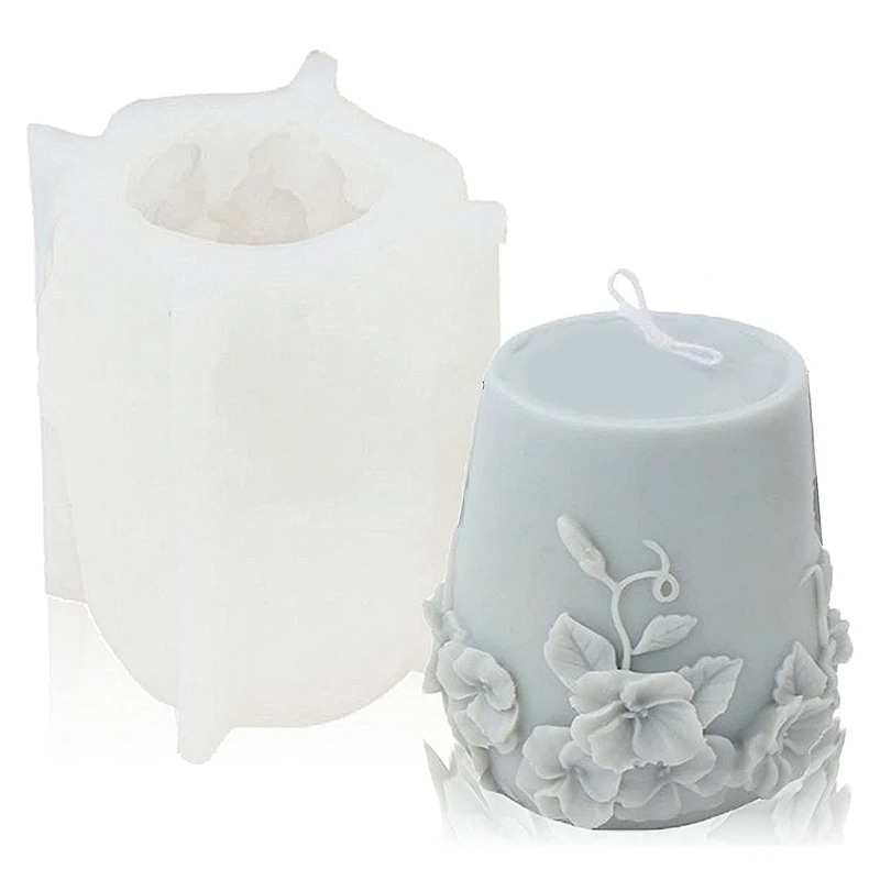 

Cylinder Candle Molds Silicone, 3D Rattan Flowers Silicone Candle Mould For Aromatherapy Candle
