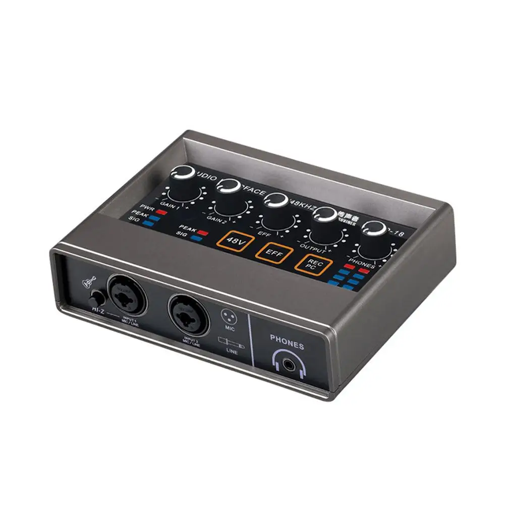 

Professional Recording Sound Card DSP Reverb AD Converter 48v Computer Mobile Phone K Singing Card Q16