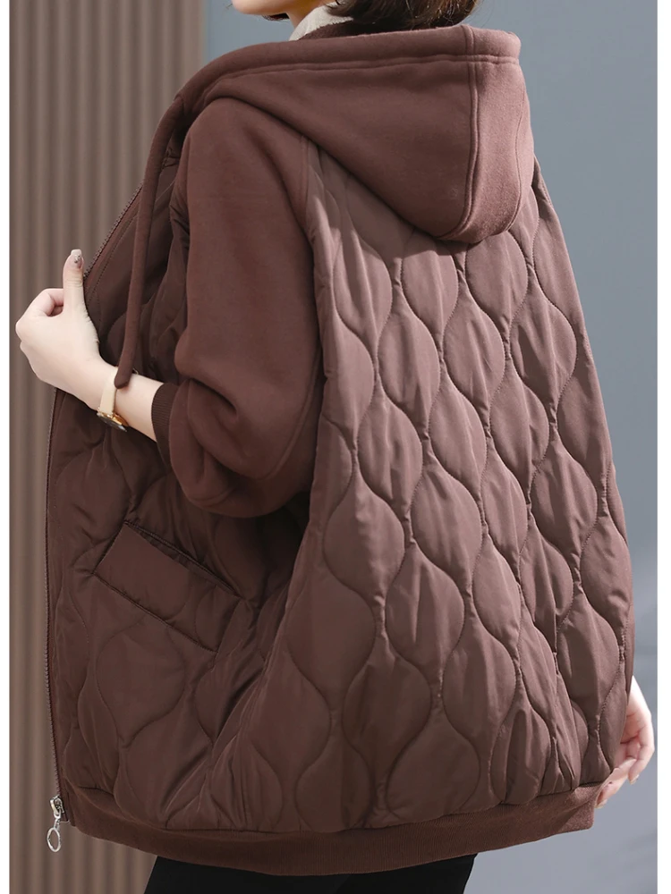 Women Jackets Winter Coat Jacket Solid Cotton Padded Warm Coats for Women Zippered Hooded Womens Tops Pockets Casual Thick Parka