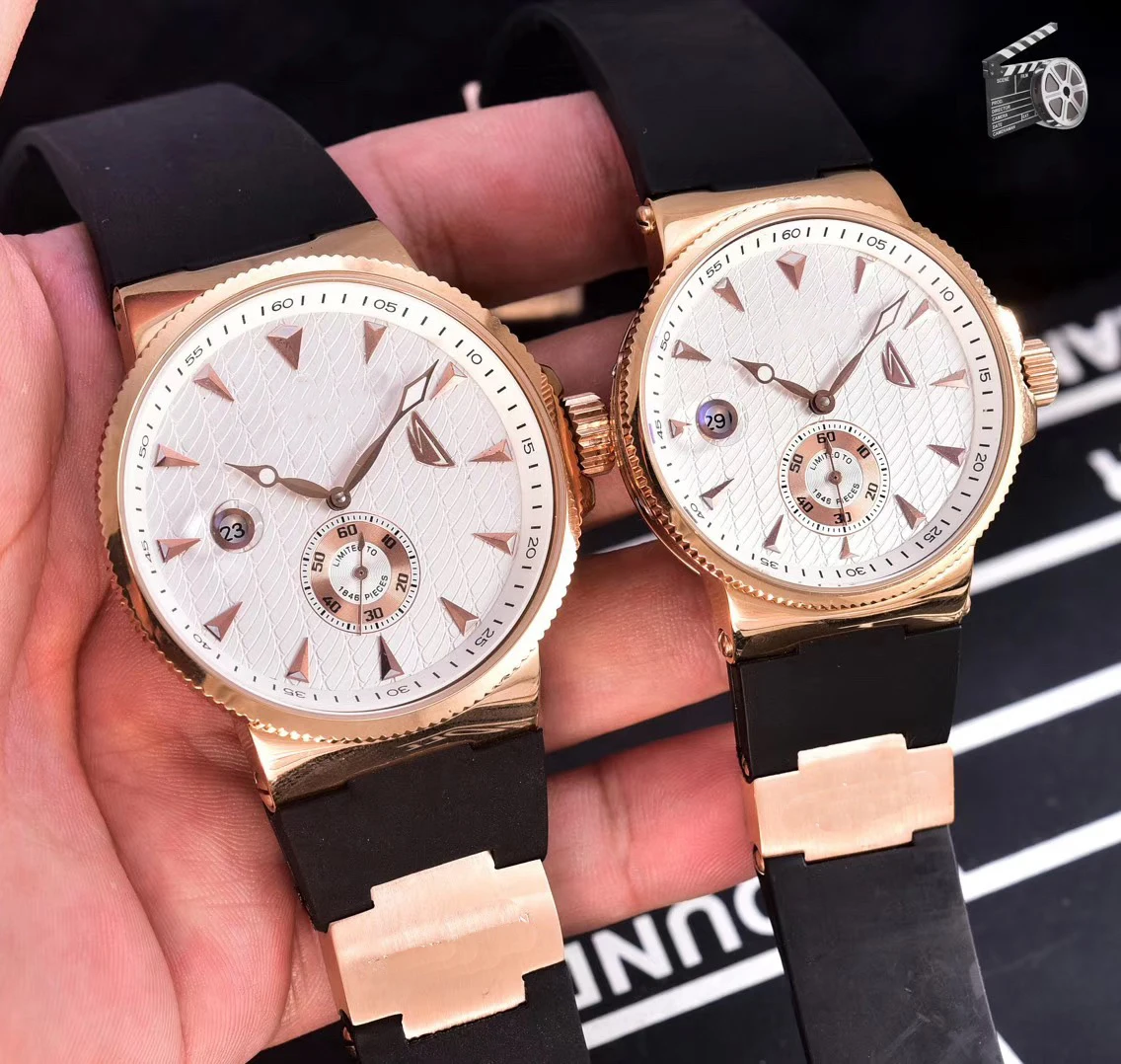 

mens mechanical watch automatic black blue Rubber rose gold