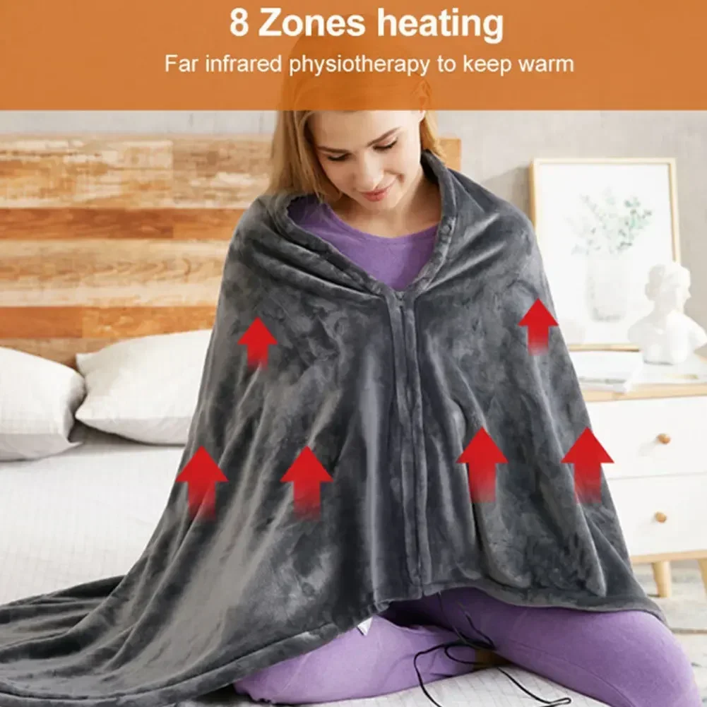 Фото USB Electric Heated Blanket 3 Heating Levels Fleece Heated Blanket Wearable Heating Lap Blanket for Household Office 150x80cm №3