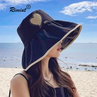rimiut spring summer sun visor hats beach hat love printing sun hats uv protection fisherman foldable womens holiday cool hat