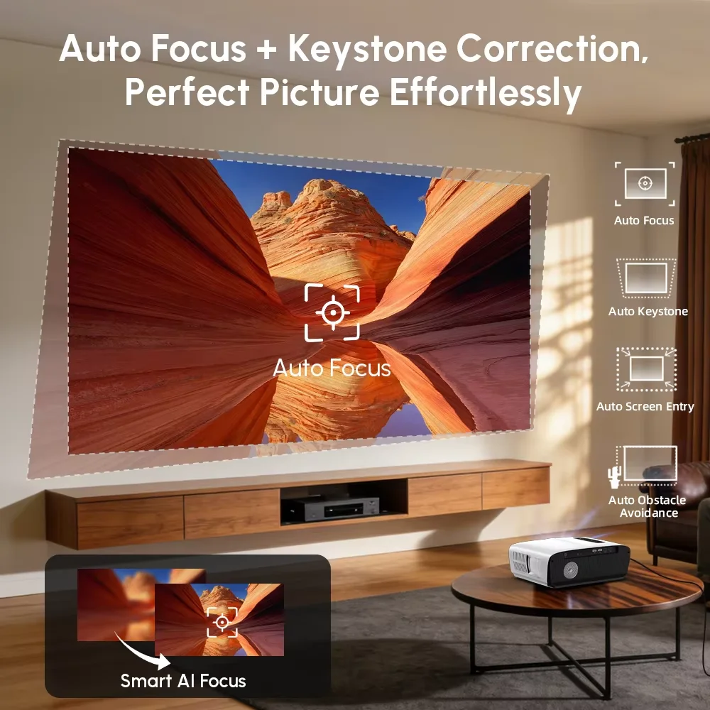 Фото Новый 4K-проектор с автофокусом для дневного использования, Wi-Fi 2.4+5G, Bluetooth, HDMI, TOF, пылезащищенный, для просмотра фильмов и видео, Google TV, проекторы 2026 года №3