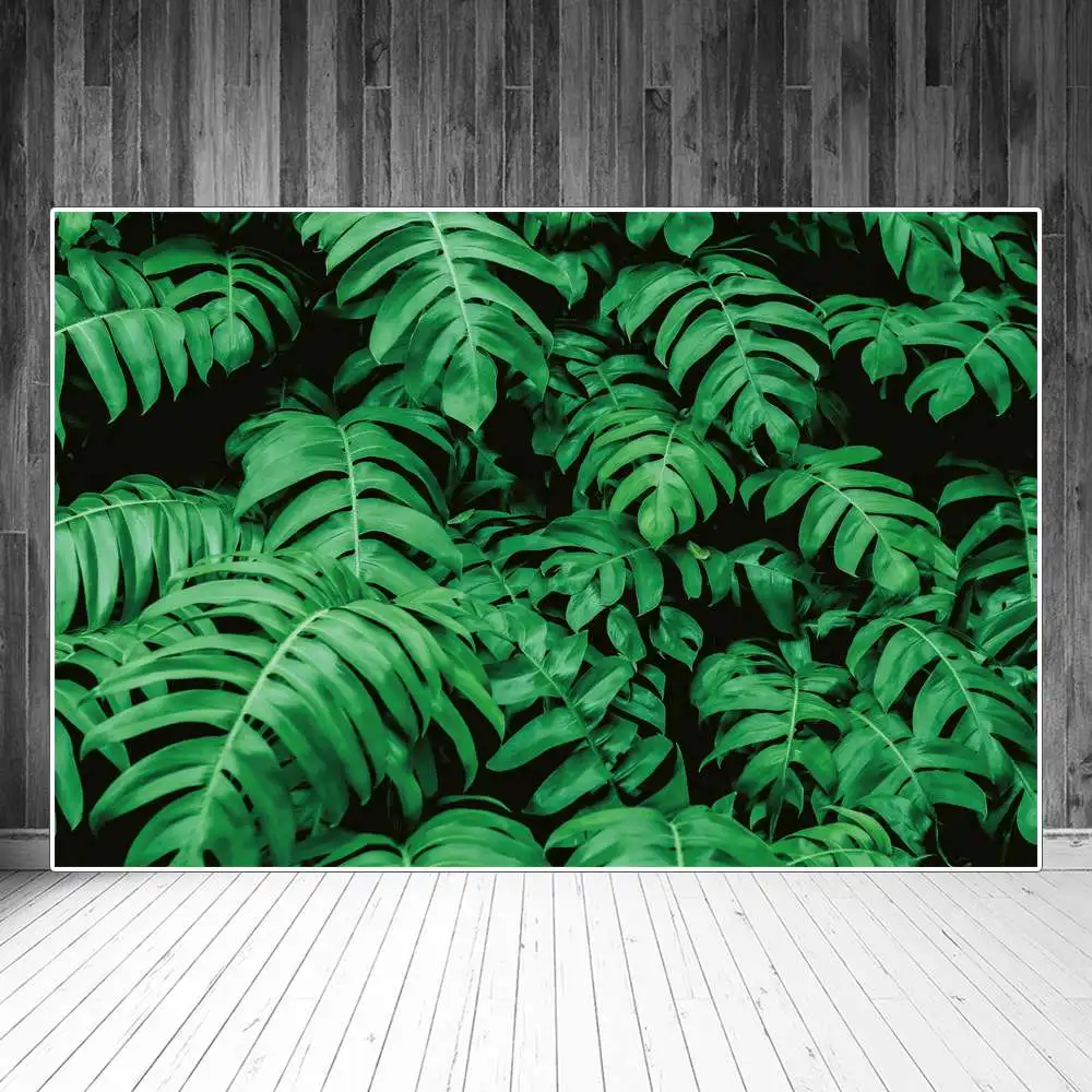 

Tropical Monstera Leaves Wall Backdrops Photography Decoration Green Leaf Sign Baby Photobooth Photographic Backgrounds Banner