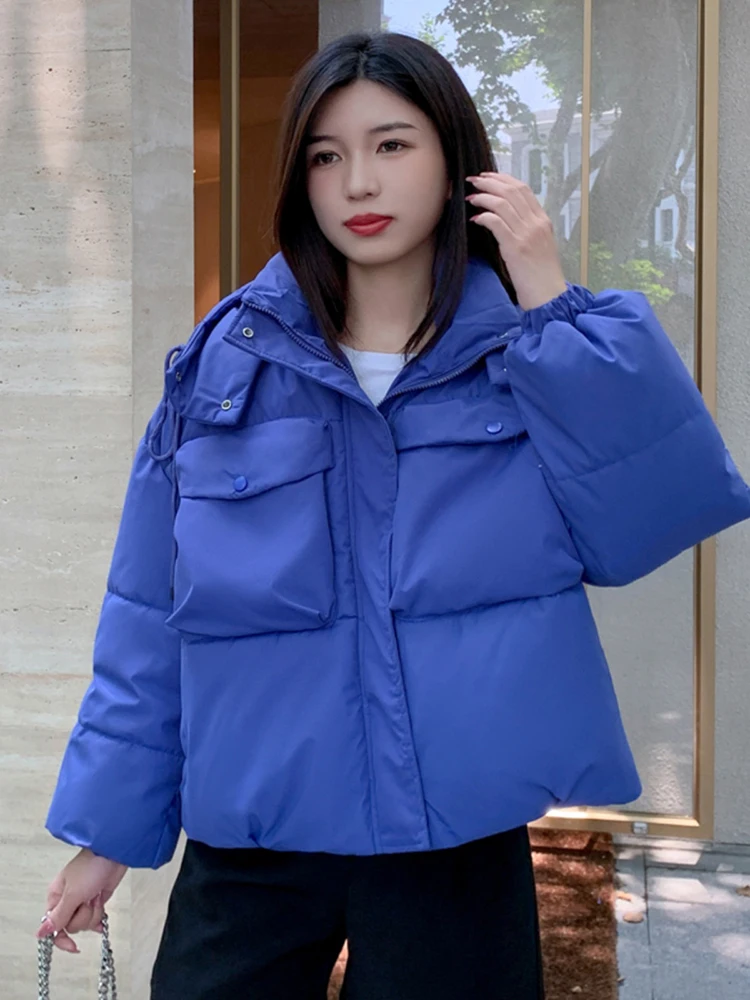 

2023 Winter Women Parkas Short Jackets Casual Thick Warm Hooded Coat Female Winter Clothes Oversized Outwear Windproof Jacket