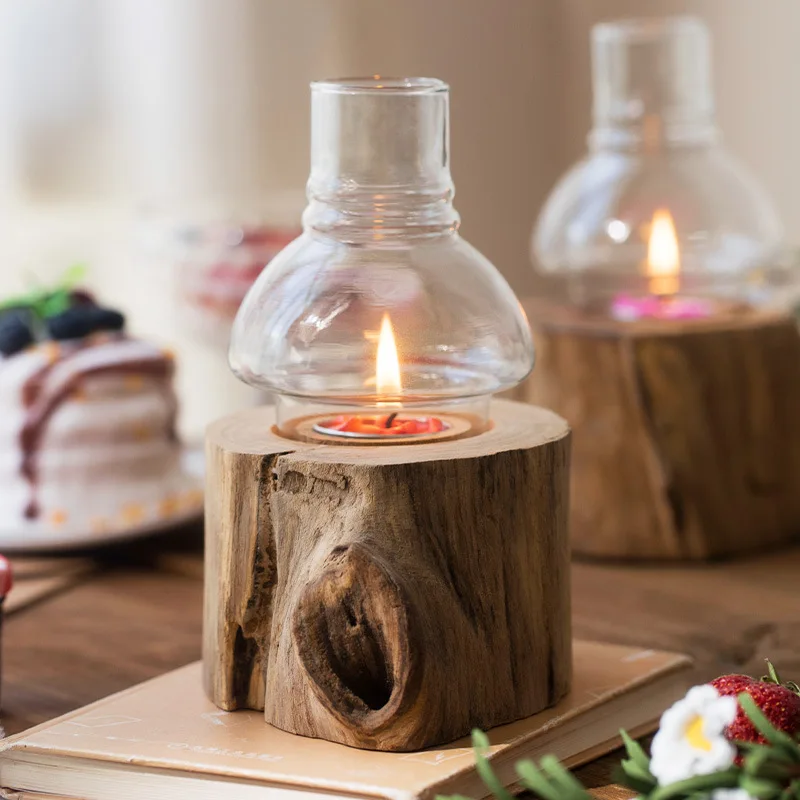 

Cylinder Solid Wood Candle Holders Vintage Decoration Scented Aromatic Guest Gift Customizable Wedding Candles Decoration Houses