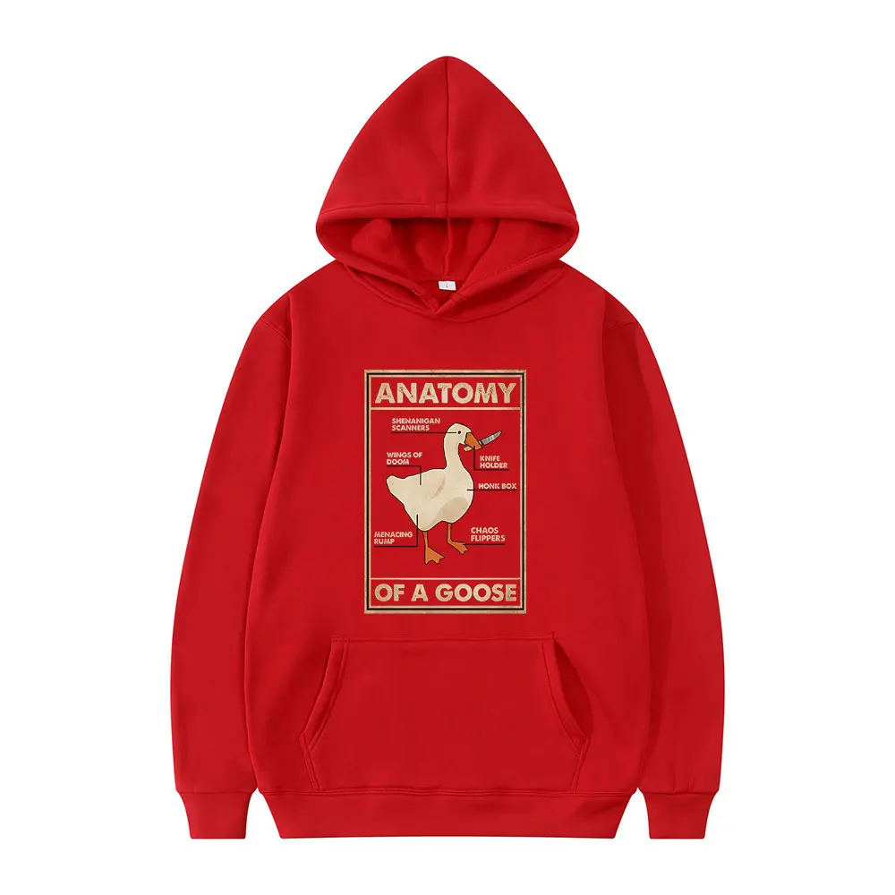 Зимний Свободный свитшот с длинными рукавами и принтом Анатомия гуся | Мужская