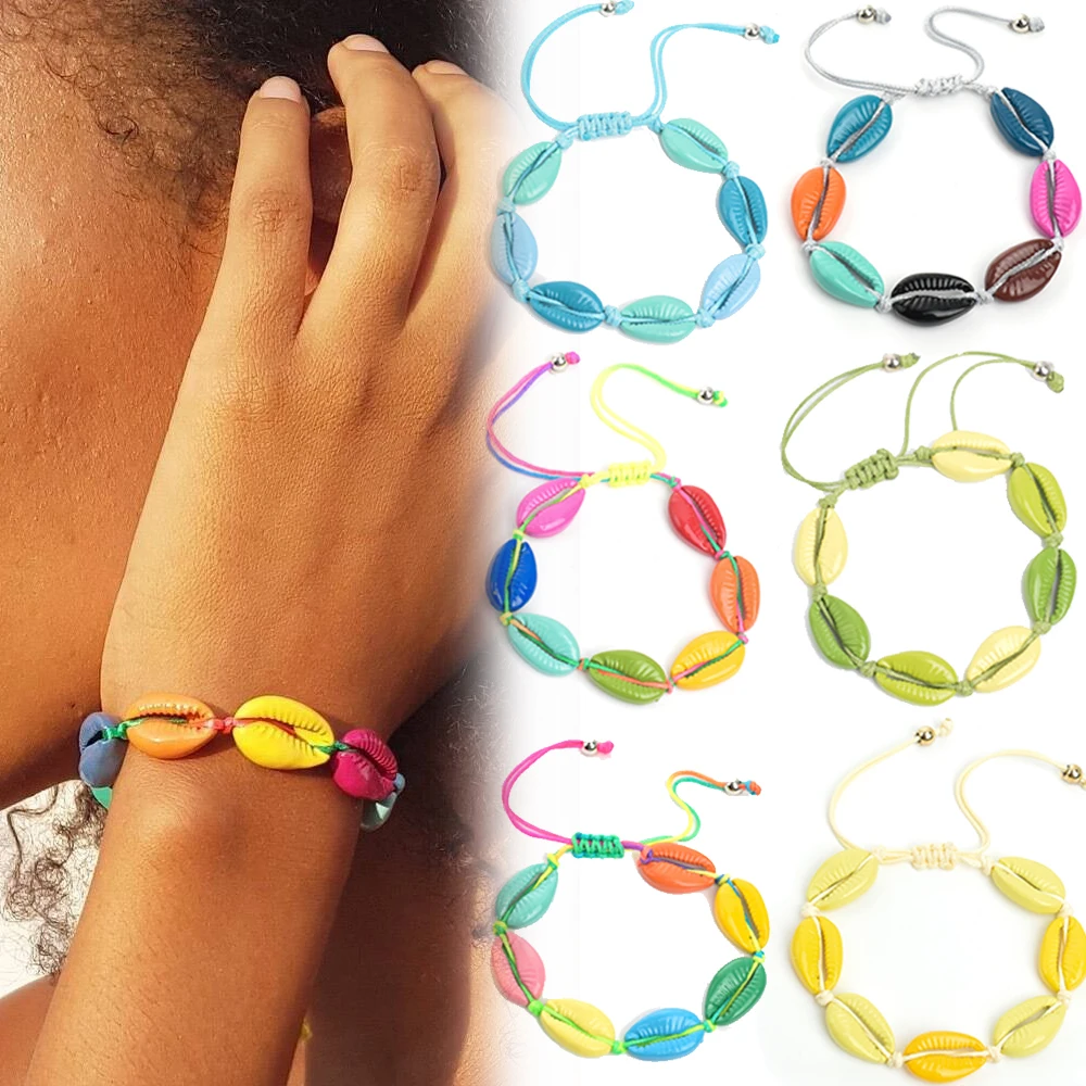 

Handmade Sea Shell Charm Bracelets for Women Bohemian Beach Cowrie Seashell Puka String Rope Chains 2022 Fashion Boho Jewelry