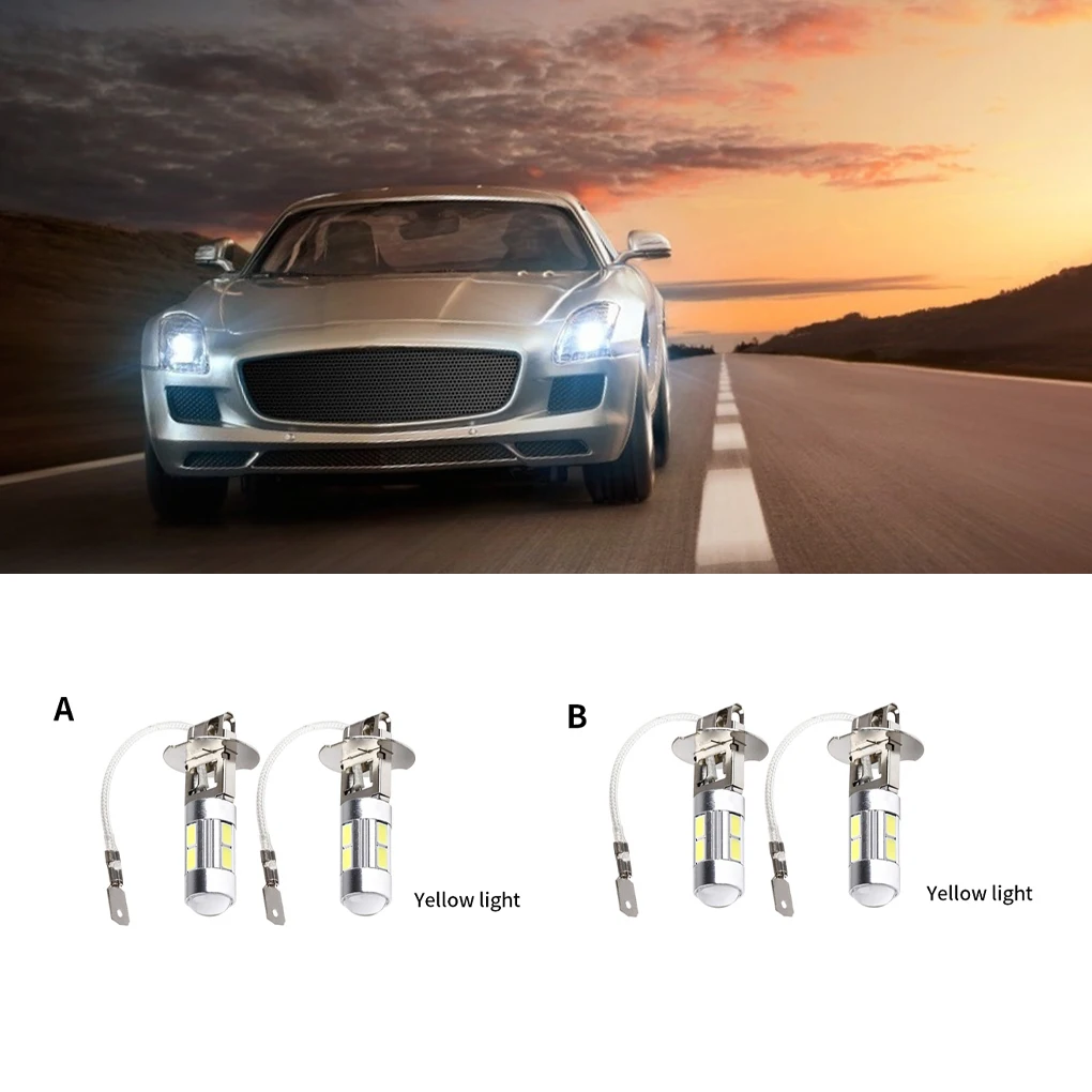 

2pcs Car Fog Lights H3 5630 LED 1W 6000K 300-350lm Driving Foglights High Brightness Auto Headlights White Light