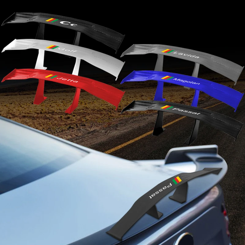 

Spoiler Carbon Fiber Look 3D Mini Rear Trunk Wing Boot Lip Stickers Car Exterior for Volkswagen CC Golf Jetta Lavida Magotan