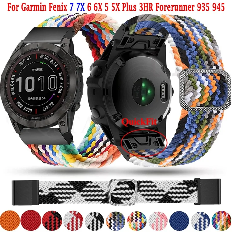 

New 22mm 26mm Quick Release Nylon Strap for Garmin Fenix 7 7X 6 6X 5 5X Plus 3HR Forerunner 935 945 Smart Watch Strap Bracelet