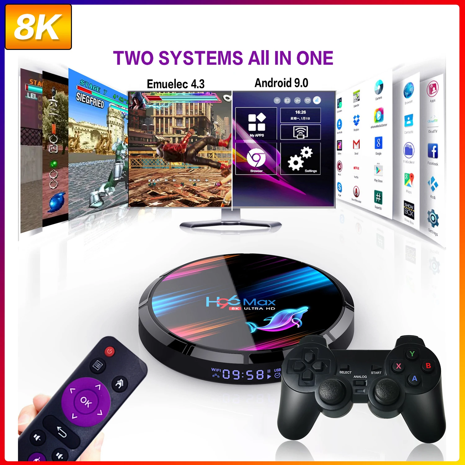 Ретро игровая консоль 4K HD H96 Игровая приставка для PS1/PSP/N64/DC/SNES с 50000 играми ТВ |