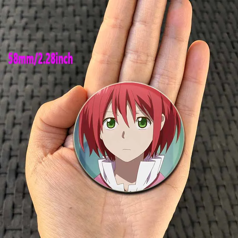 Фото 58/44mm Anime Snow White with The Red Hair Brooches Creative Round Lapel Pins Cartoon Characters Badge Jewelry Accessories Gifts №3