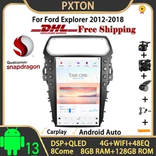 Pxton Qualcomm For Ford Explorers 2012-2018 Android 13 Car Radio Tesla Style Screen GPS Navigation Multimedia Player 13.6 Inch 