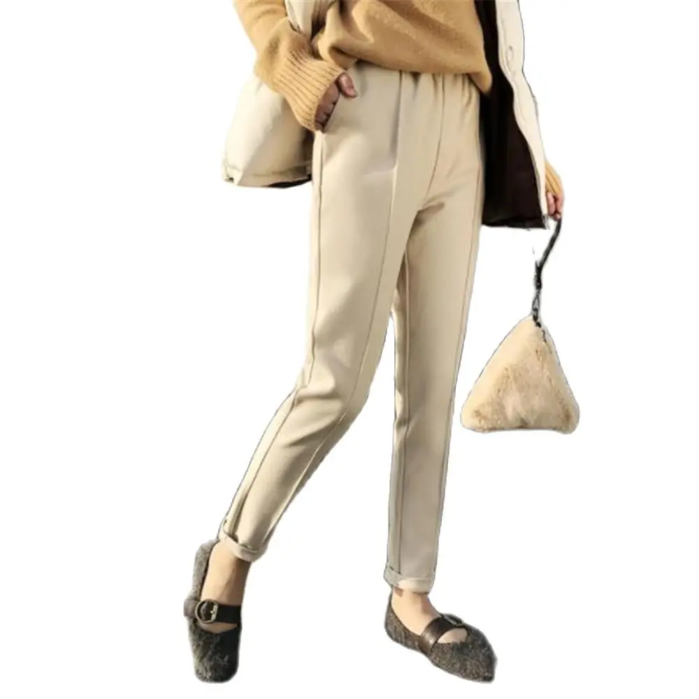 

Женские утепленные брюки-карандаш, сезон весна-зима 2021, лидер продаж, офисный стиль, шерстяные женские брюки для работы, свободные женские брюки, Капри 3XL