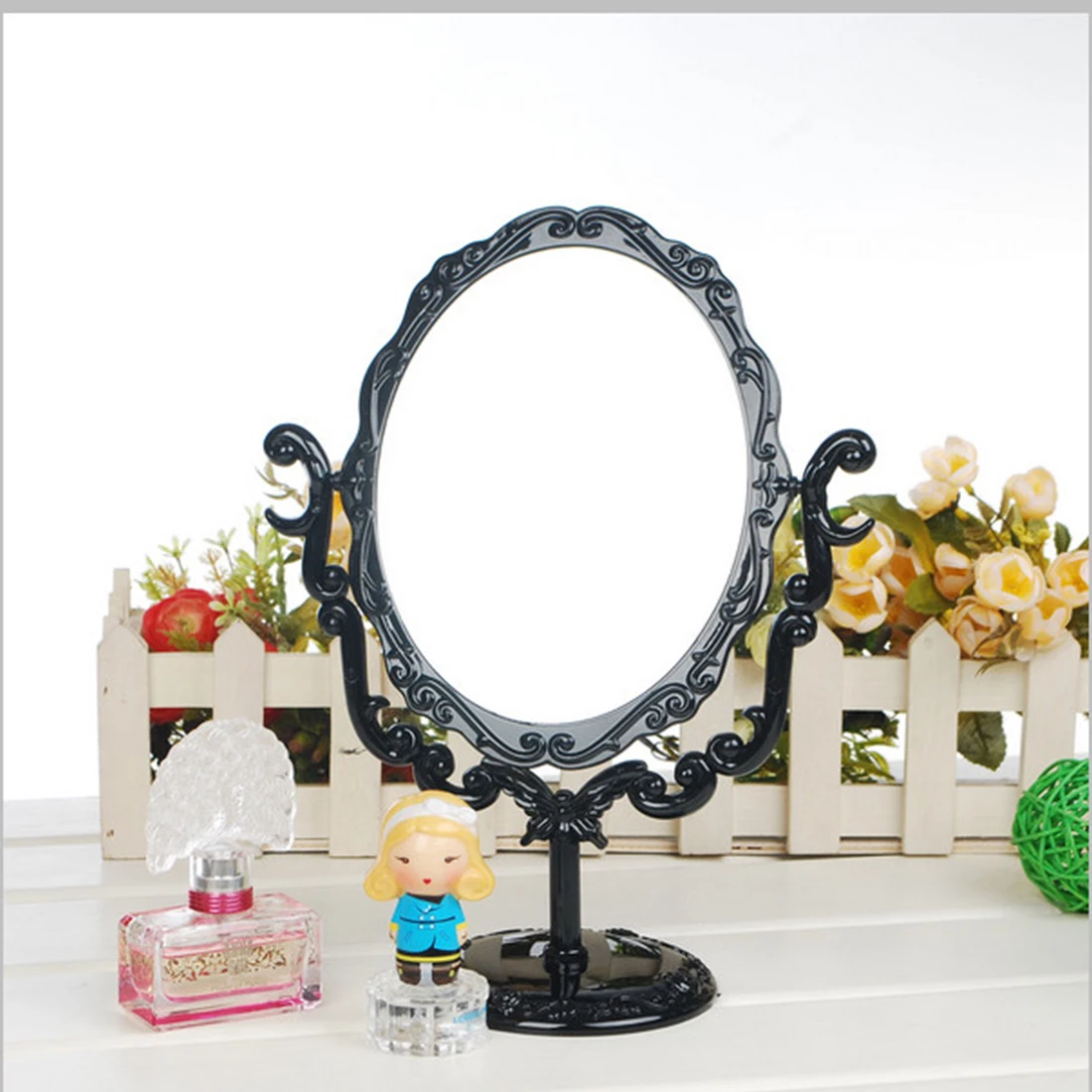 

Вращающееся зеркало для макияжа Y01, настольное готическое винтажное косметическое зеркало для макияжа, розовое одностороннее зеркало с поворотом на 360 градусов