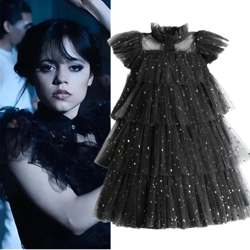 

Summer New Casual Princess Dresses For Girls 3-8T Kids Sequin Ruffle Birthday Clothes Children Evening Party Wednesday Costume