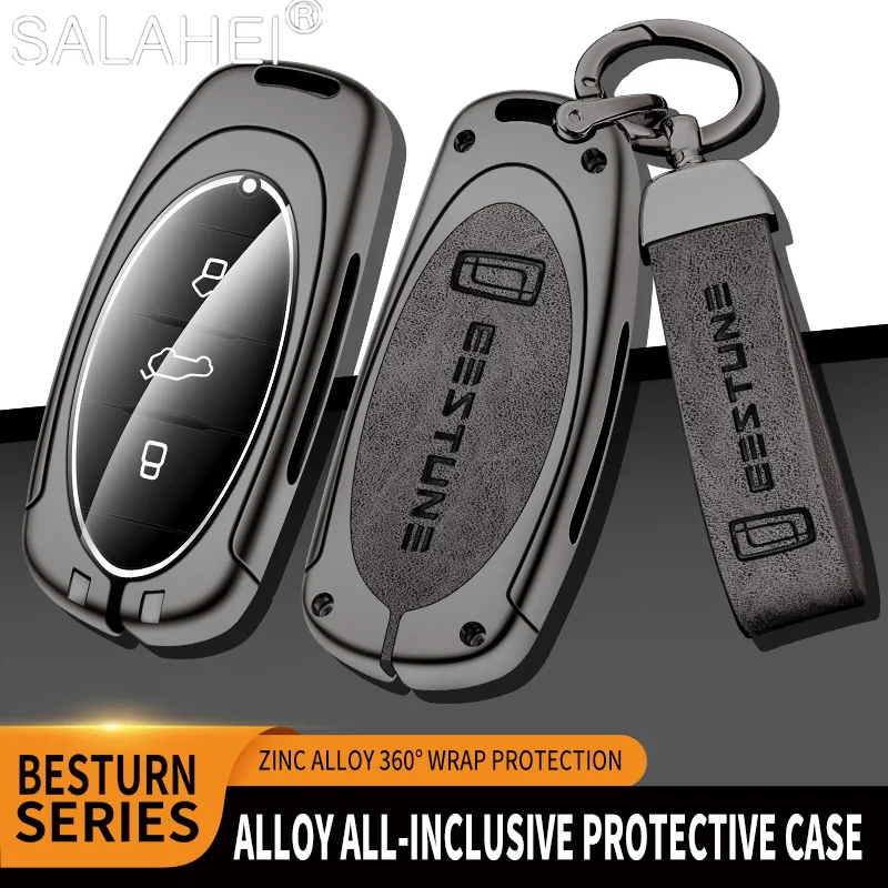 

Zinc Alloy Car Smart Remote Key Case Full Cover Bag Fob For FAW Besturn T33 T77 T99 Protector Holder Shell Keychain Accessories