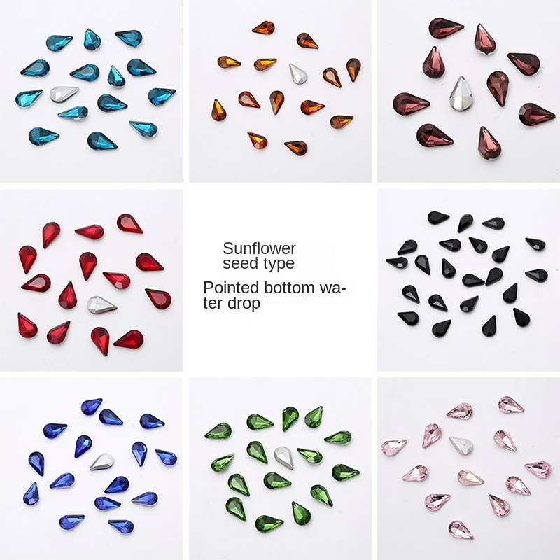 

50 Drop Crystals 6x10MM Glass Rhinesone Nail Stickers くま パーツ Nail Charms манікюрний набір Waterdrop Strass Wholesale Gems