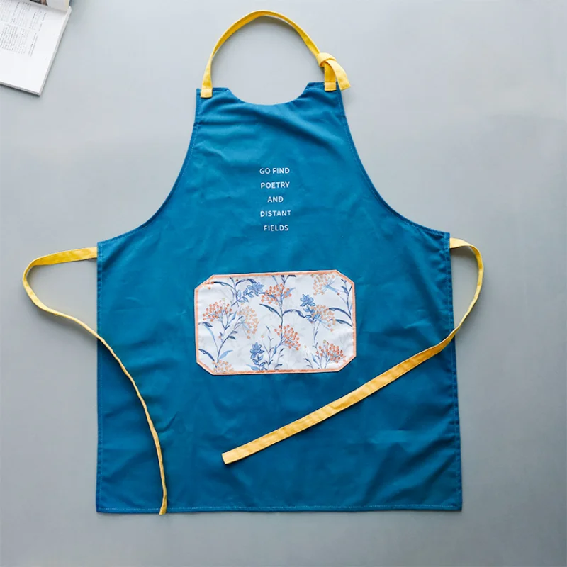 

2022 new fashion Chinese style apron thickened worsted cotton apron household kitchen baking lady apron can be printed LOGO