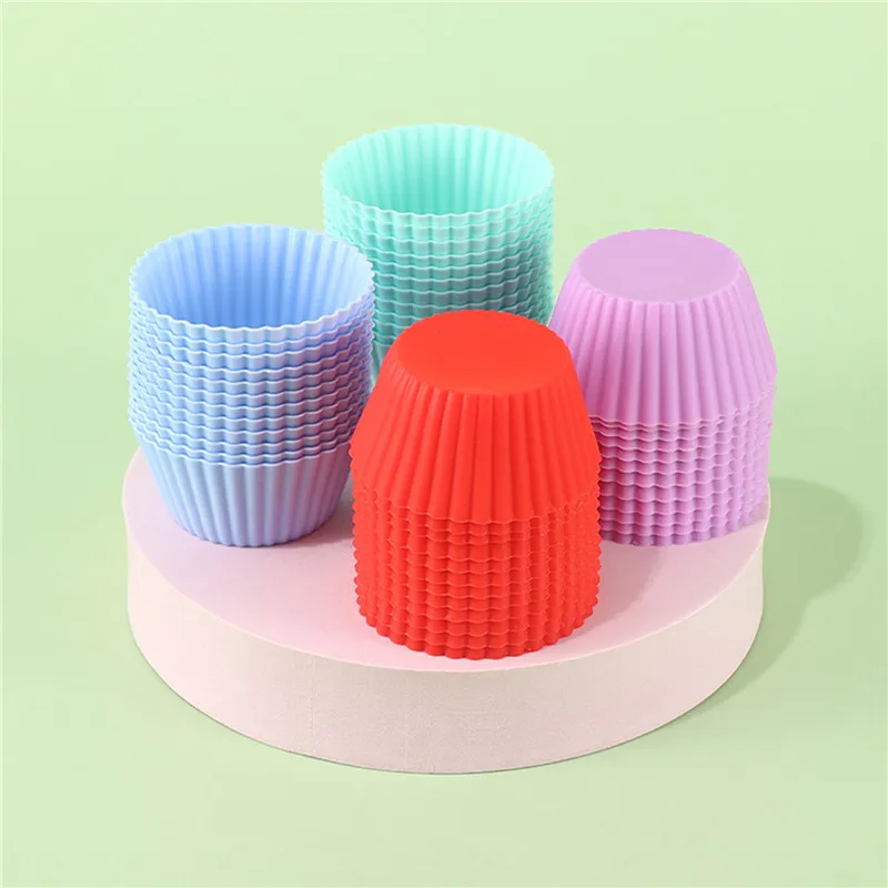 

12PCS New Silicone Mold Cupcake Cake Muffin Baking Bakeware Nonstick Heat Resistant Reusable Silicone Hear CupCake Molds DIY