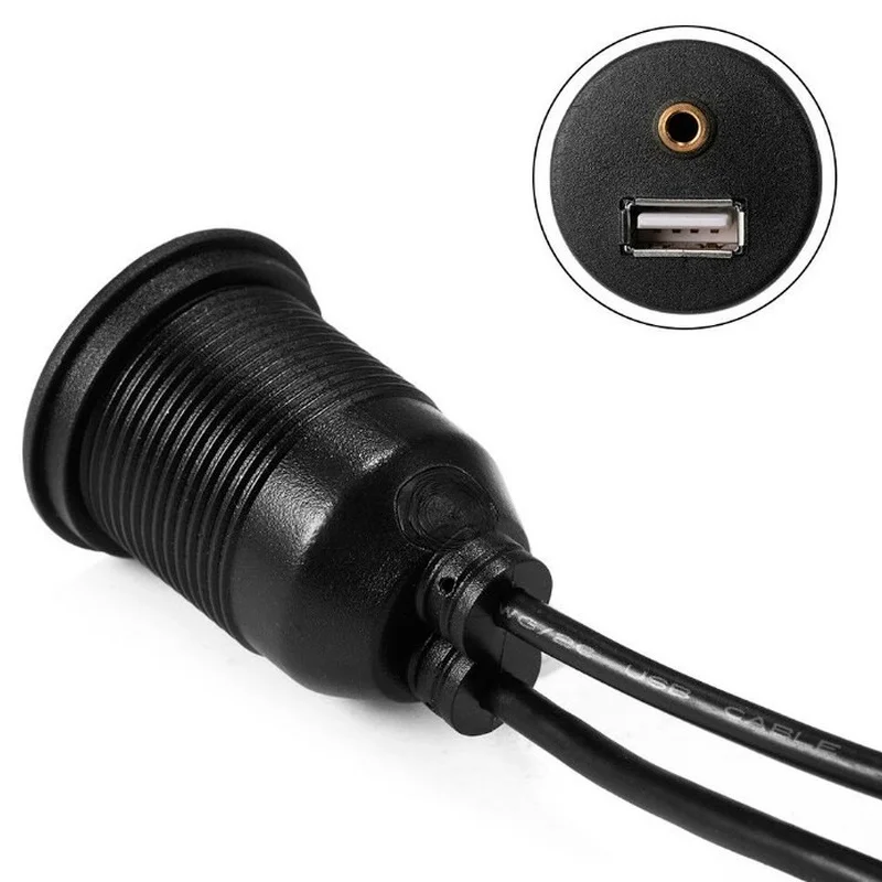 Car Dashboard Flush Mount USB Port Audio AUX Extension Usb Audio Waterproof Cable with Lead Cable 1M enlarge