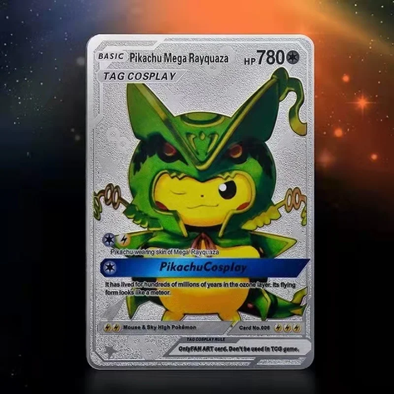 Новинка 9 моделей DIY металлические карты с покемоном ярлык Vmax из серебра Боевая