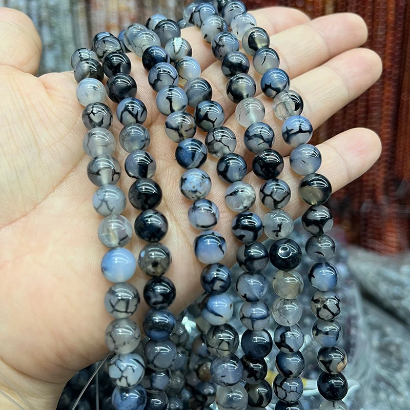 Натуральный камень черный дракон вены Агаты круглые бусины россыпью для