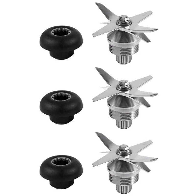 

3X Durable Quality Stainless Steel Silver+Black Blade And Drive Socket Combo Kit For Vitamix Blender Parts