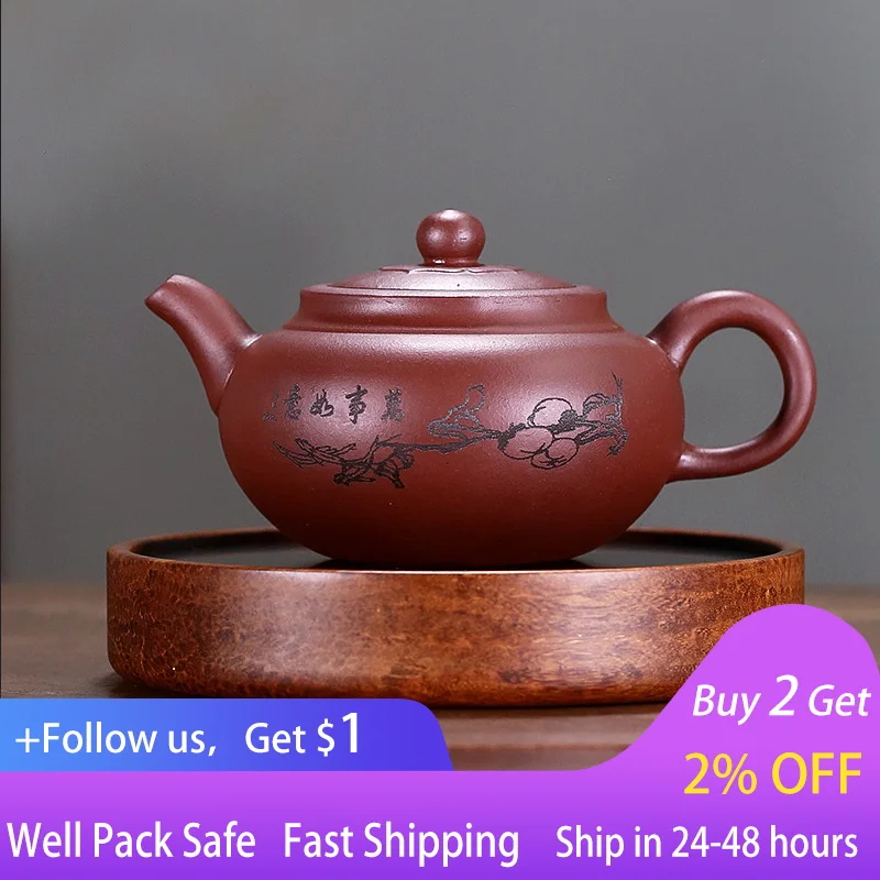 

370cc Purple sand teapot authentic kungfu tea set Yixing Ruyi pot