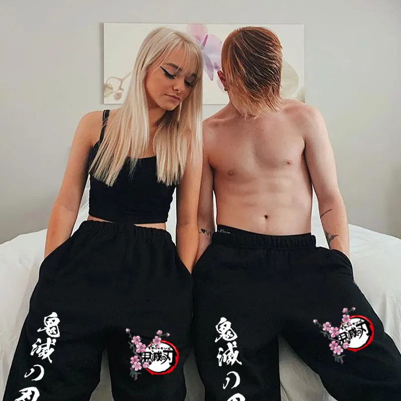 

Demon Slayer Pants Fleece Sports Jogger Autumn Winter Casual Anime Trousers Black Pink Jogging Sweatpants Men Woman Pants S-3XL