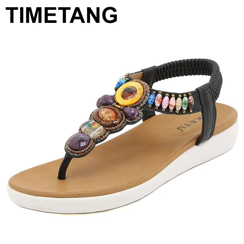 

2023 Retro Roman Bohemian Ethnic Style Non-slip Beaded Women's Sandals female Slippers for women casual shoes flip flops