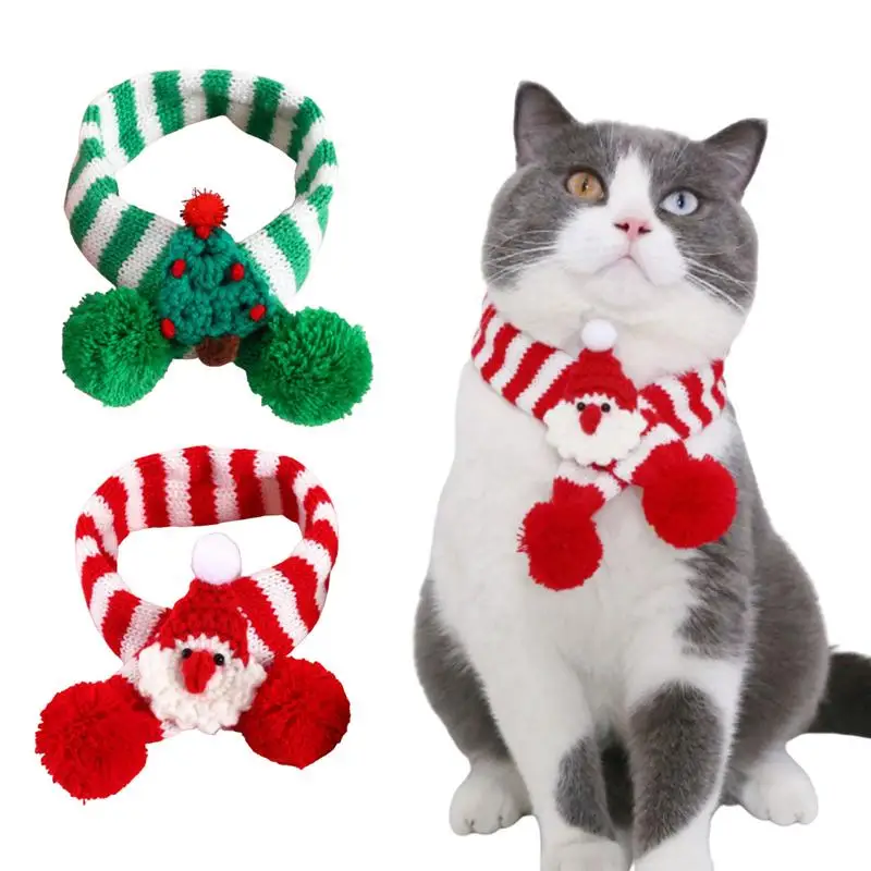 

Christmas Pet Scarf Dog Winter Knitted Scarf Dog Neck Warmer Winter Scarf For Small Medium Dogs Cats Cat Rabbit Puppy Doll